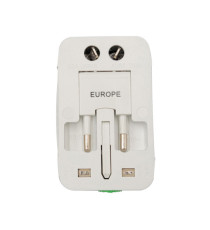 Adattatore da viaggio universale - 2 prese USB - bianco - MKC Melchioni Adattatore da viaggio universale - 2 prese USB - bianco - MKC Melchioni