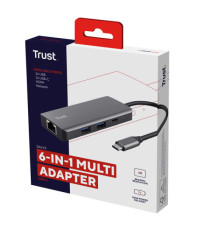 Adattatore multiporta Dalyx - USB-C 6 in 1 - alluminio - argento - Trust Adattatore multiporta Dalyx - USB-C 6 in 1 - alluminio - argento - Trust