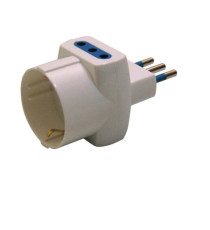 Adattatore triplo con spina 2P+T 10A - 2 prese 10A + 1 Schuko - MKC Adattatore triplo con spina 2P+T 10A - 2 prese 10A + 1 Schuko - MKC