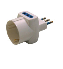 Adattatore triplo con spina 2P+T 10A - 2 prese 10A + 1 Schuko - MKC Adattatore triplo con spina 2P+T 10A - 2 prese 10A + 1 Schuko - MKC