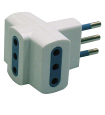 Adattatore triplo con spina 2P+T 10A - 3 prese 10A - MKC Adattatore triplo con spina 2P+T 10A - 3 prese 10A - MKC