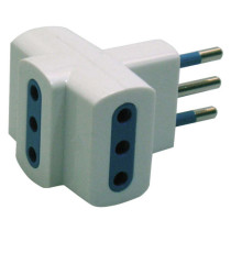 Adattatore triplo con spina 2P+T 10A - 3 prese 10A - MKC Adattatore triplo con spina 2P+T 10A - 3 prese 10A - MKC