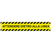 Adesivo da terra - attendere dietro alla linea - 45 x 8 cm - Studio T - conf. 5 pezzi Adesivo da terra - attendere dietro alla linea - 45 x 8 cm - Studio T - conf. 5 pezzi