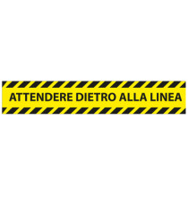 Adesivo da terra - attendere dietro alla linea - 45 x 8 cm - Studio T - conf. 5 pezzi Adesivo da terra - attendere dietro alla linea - 45 x 8 cm - Studio T - conf. 5 pezzi