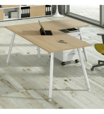 Allungo DX/SX per scrivanie Skinny Metal - 60 x 80 x H 74,4 cm - bianco / rovere