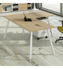 Allungo DX/SX per scrivanie Skinny Metal - 60 x 80 x H 74,4 cm - bianco / rovere