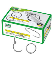 Anelli metallici - 2 cm - per rilegatura - Lebez - conf. 100 pezzi Anelli metallici - 2 cm - per rilegatura - Lebez - conf. 100 pezzi