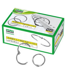 Anelli metallici - 3,5 cm - per rilegatura - Lebez - conf. 100 pezzi