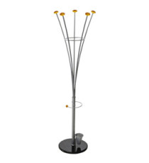 Appendiabiti - con portaombrelli - 5 pomelli - 188 x 38 cm - argento - Alco Appendiabiti - con portaombrelli - 5 pomelli - 188 x 38 cm - argento - Alco