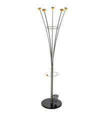 Appendiabiti - con portaombrelli - 5 pomelli - 188 x 38 cm - argento - Alco Appendiabiti - con portaombrelli - 5 pomelli - 188 x 38 cm - argento - Alco
