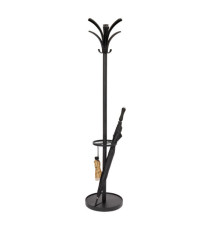 Appendiabiti - con portaombrelli - 6 posti - 175 x 38 cm - nero - Alba