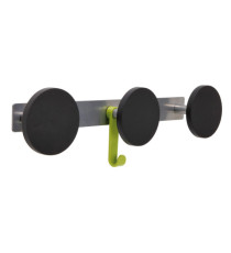 Appendiabiti da muro - 3 posti - 45 x 7 x 9 cm - nero/acciaio - Alba