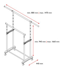 Appendiabiti su ruote Gastone - 2 barre - Perfetto