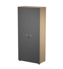 Armadio alto con ante Essence - con serratura - 90 x 45,8 x 200 cm - rovere/antracite