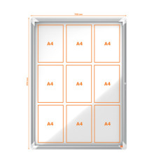 Bacheca per esterni - fondo magnetico bianco - 9 fogli A4 - verticale - Nobo Bacheca per esterni - fondo magnetico bianco - 9 fogli A4 - verticale - Nobo