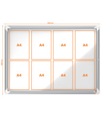 Bacheca per interni - fondo magnetico bianco - 8 fogli A4 - orizzontale - Nobo Bacheca per interni - fondo magnetico bianco - 8 fogli A4 - orizzontale - Nobo