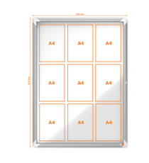 Bacheca per interni - fondo magnetico bianco - 9 fogli A4 - verticale - Nobo Bacheca per interni - fondo magnetico bianco - 9 fogli A4 - verticale - Nobo