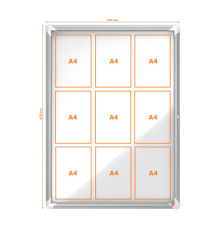 Bacheca per interni - fondo magnetico bianco - 9 fogli A4 - verticale - Nobo Bacheca per interni - fondo magnetico bianco - 9 fogli A4 - verticale - Nobo