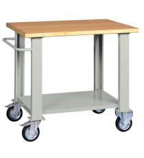 Banco da lavoro - con ruote - 100 x 75 x 90 cm - grigio/legno - Tecnotelai