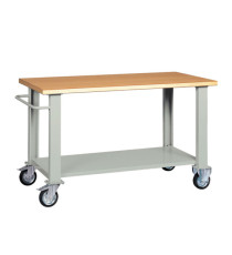 Banco da lavoro - con ruote - 200 x 75 x 90 cm - grigio/legno - Tecnotelai
