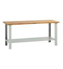 Banco da lavoro - senza cassetti - 200 x 75 x 90 cm - grigio/legno - Tecnotelai