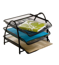 Vaschetta portacorrispondenza Mesh - 3 ripiani - 34 x 29 x 24,5 cm - rete metallica - nero - Alba