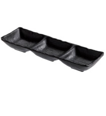 Vassoietto a tre scomparti - 27 x 9 x 3,5 cm - melamina - nero - Leone Vassoietto a tre scomparti - 27 x 9 x 3,5 cm - melamina - nero - Leone
