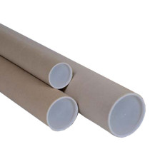 Tubo - con doppio tappo trasparente - diametro 6 cm - H 50 cm - cartone - avana