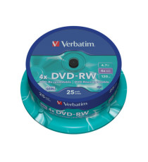 Verbatim - Confezione 25 DVD-RW - argento lucido - serigrafato - 43639 - 4,7GB Verbatim - Confezione 25 DVD-RW - argento lucido - serigrafato - 43639 - 4,7GB