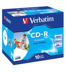 Verbatim - Scatola 10 CD-R DataLife Plus - Jewel Case - 1X-52X - stampabile inkjet - 43325 - 700MB Verbatim - Scatola 10 CD-R DataLife Plus - Jewel Case - 1X-52X - stampabile inkjet - 43325 - 700MB