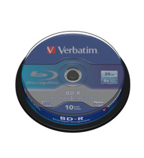 Verbatim - Scatola 10 DVD Blu Ray BD-R SL - Jewel Case - Bianco/Blu - 43742 - 25GB Verbatim - Scatola 10 DVD Blu Ray BD-R SL - Jewel Case - Bianco/Blu - 43742 - 25GB