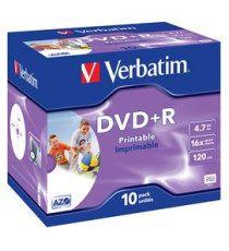Verbatim - Scatola 10 DVD+R Jewel Case - stampabile - 43508 - 4,7GB Verbatim - Scatola 10 DVD+R Jewel Case - stampabile - 43508 - 4,7GB