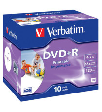 Verbatim - Scatola 10 DVD+R Jewel Case - stampabile - 43508 - 4,7GB Verbatim - Scatola 10 DVD+R Jewel Case - stampabile - 43508 - 4,7GB