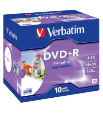 Verbatim - Scatola 10 DVD+R Jewel Case - stampabile - 43508 - 4,7GB Verbatim - Scatola 10 DVD+R Jewel Case - stampabile - 43508 - 4,7GB