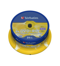 Verbatim - Scatola 25 DVD+RW - serigrafato Spindle - 43489 - 4,7GB Verbatim - Scatola 25 DVD+RW - serigrafato Spindle - 43489 - 4,7GB