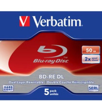 Verbatim - Scatola 5 Blu Ray BD-RE DL Jewel Case - rescrivibile - 43760 - 50GB Verbatim - Scatola 5 Blu Ray BD-RE DL Jewel Case - rescrivibile - 43760 - 50GB