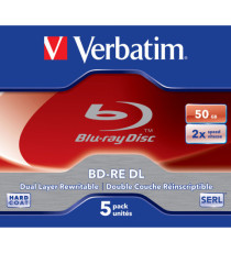 Verbatim - Scatola 5 Blu Ray BD-RE DL Jewel Case - rescrivibile - 43760 - 50GB Verbatim - Scatola 5 Blu Ray BD-RE DL Jewel Case - rescrivibile - 43760 - 50GB