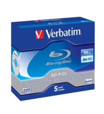 Verbatim - Scatola 5 DVD Blu Ray BD-R SL - Jewel Case - Bianco/Blu - 43748 - 50GB Verbatim - Scatola 5 DVD Blu Ray BD-R SL - Jewel Case - Bianco/Blu - 43748 - 50GB