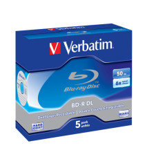 Verbatim - Scatola 5 DVD Blu Ray BD-R SL - Jewel Case - Bianco/Blu - 43748 - 50GB Verbatim - Scatola 5 DVD Blu Ray BD-R SL - Jewel Case - Bianco/Blu - 43748 - 50GB