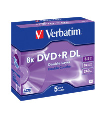 Verbatim - Scatola 5 DVD+R Dual Layer - serigrafato Jewel Case - 43541 - 8,5GB Verbatim - Scatola 5 DVD+R Dual Layer - serigrafato Jewel Case - 43541 - 8,5GB