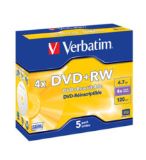 Verbatim - Scatola 5 DVD+RW - Jewel Case - serigrafato - 43229 - 4,7GB Verbatim - Scatola 5 DVD+RW - Jewel Case - serigrafato - 43229 - 4,7GB