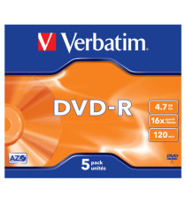 Verbatim - Scatola 5 DVD-R - Jewel case - serigrafato - 43519 - 4,7GB Verbatim - Scatola 5 DVD-R - Jewel case - serigrafato - 43519 - 4,7GB