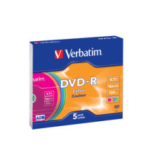 Verbatim - Scatola 5 DVD-R - slim Case - serigrafato colorato - 43557 - 4,7GB Verbatim - Scatola 5 DVD-R - slim Case - serigrafato colorato - 43557 - 4,7GB