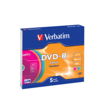Verbatim - Scatola 5 DVD-R - slim Case - serigrafato colorato - 43557 - 4,7GB Verbatim - Scatola 5 DVD-R - slim Case - serigrafato colorato - 43557 - 4,7GB