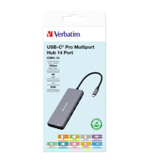 Verbatim - USB-C Pro Multiport Hub 14 Port - 32154 Verbatim - USB-C Pro Multiport Hub 14 Port - 32154