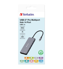 Verbatim - USB-C Pro Multiport Hub 14 Port - 32154 Verbatim - USB-C Pro Multiport Hub 14 Port - 32154
