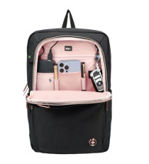 Zaino per pc Katy Rose - notebook 15,6 - nero - cerniera rose gold - SWISS Digital DESIGN Zaino per pc Katy Rose - notebook 15,6 - nero - cerniera rose gold - SWISS Digital DESIGN