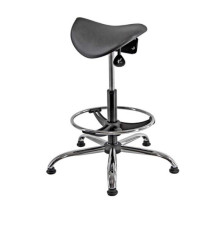 Sedia tecnica a sella E19W - con poggiapiedi telescopico - piedini in gomma - nero/acciaio - Unisit