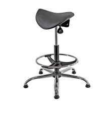 Sedia tecnica a sella E19W - con poggiapiedi telescopico - piedini in gomma - nero/acciaio - Unisit