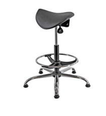 Sedia tecnica a sella E19W - con poggiapiedi telescopico - piedini in gomma - nero/acciaio - Unisit